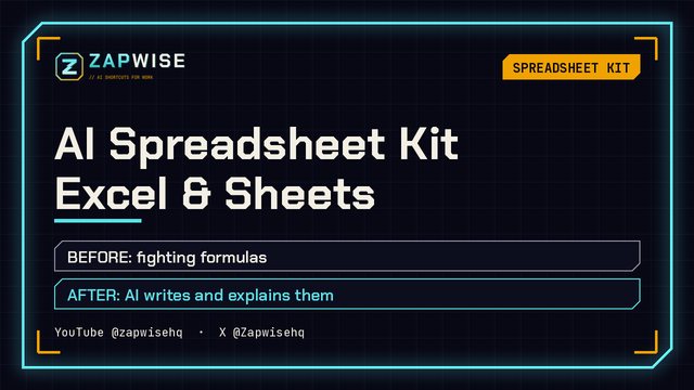 AI Spreadsheet Kit — Excel & Google Sheets Shortcuts cover